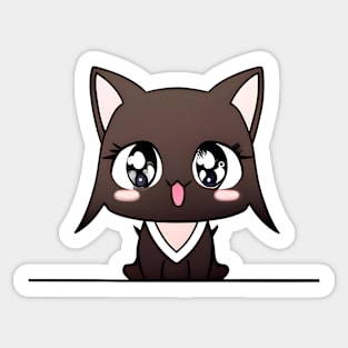 Anime Black Cat With Shinny Eyes Sticker